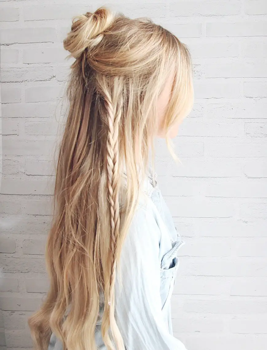 Half Up Braided Boho Bun Style