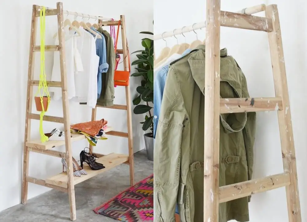 DIY Old ladder into a Wardrobe