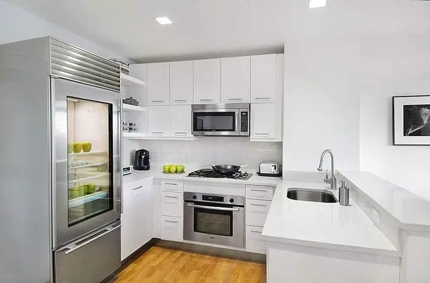 Small contemporary u-shaped kitchen peninsula