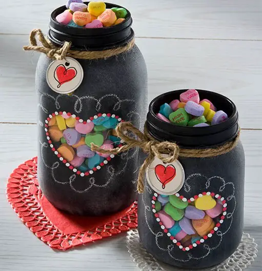 Valentine Chalkboard Mason Jars