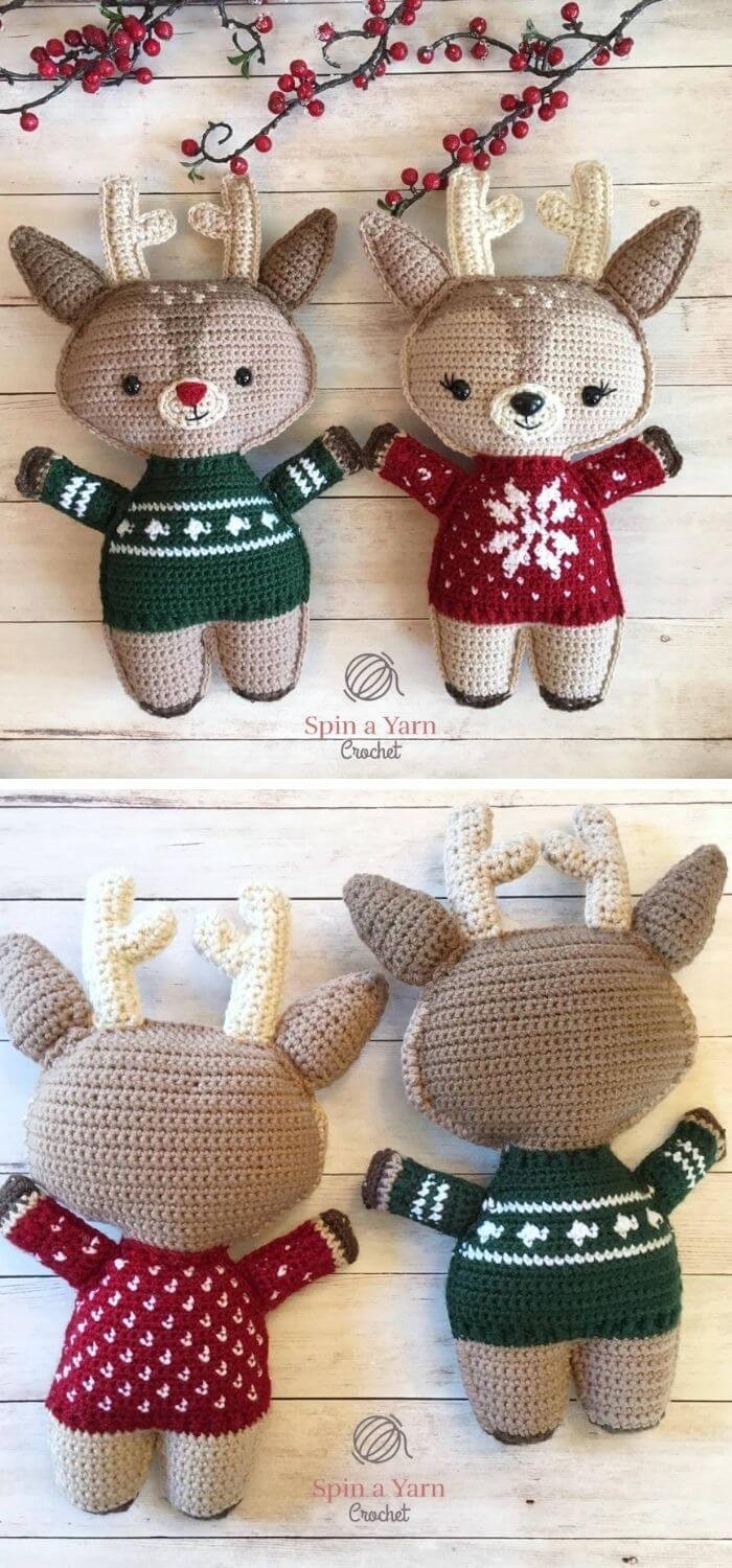 15 Beautiful Crochet Amigurumi Deer Toy Softies Free Patterns