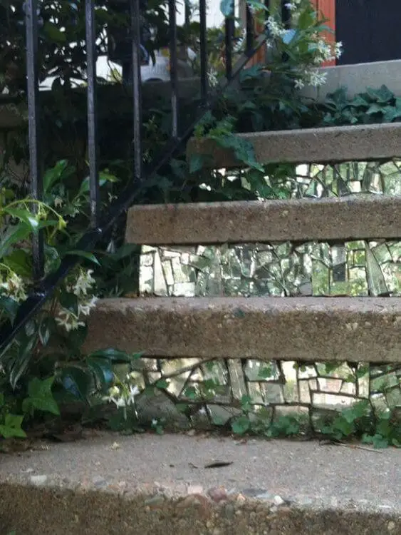 Broken Mirror on Stairs