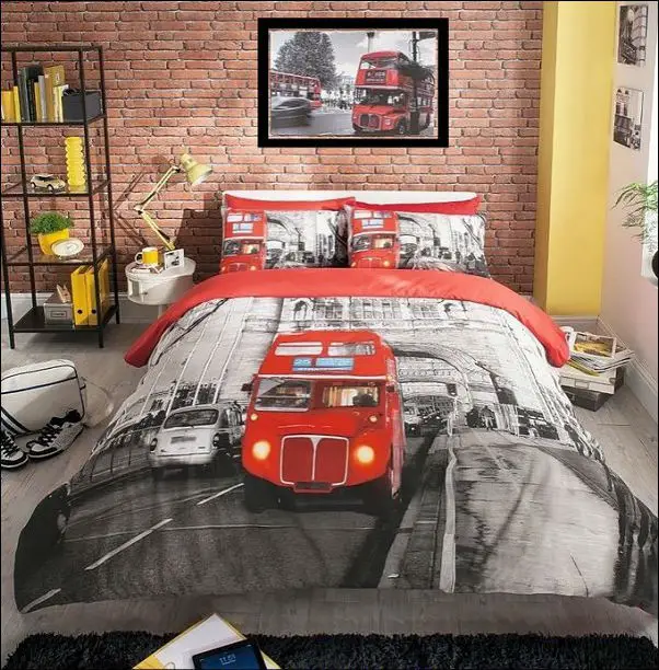 #2. LONDON BUS DUVET COVER QUILT SET