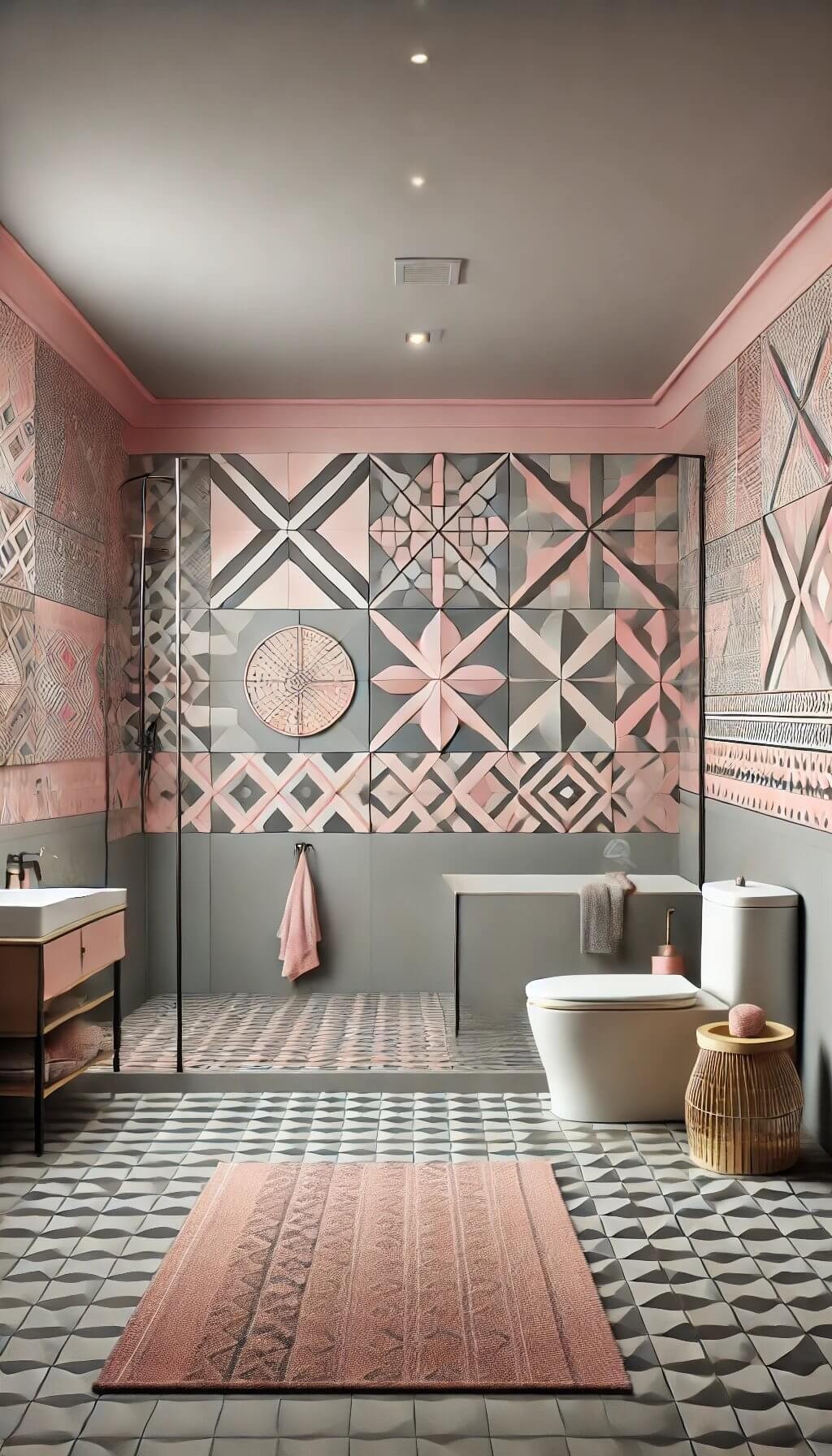 Pink and Grey Geometric Patterns