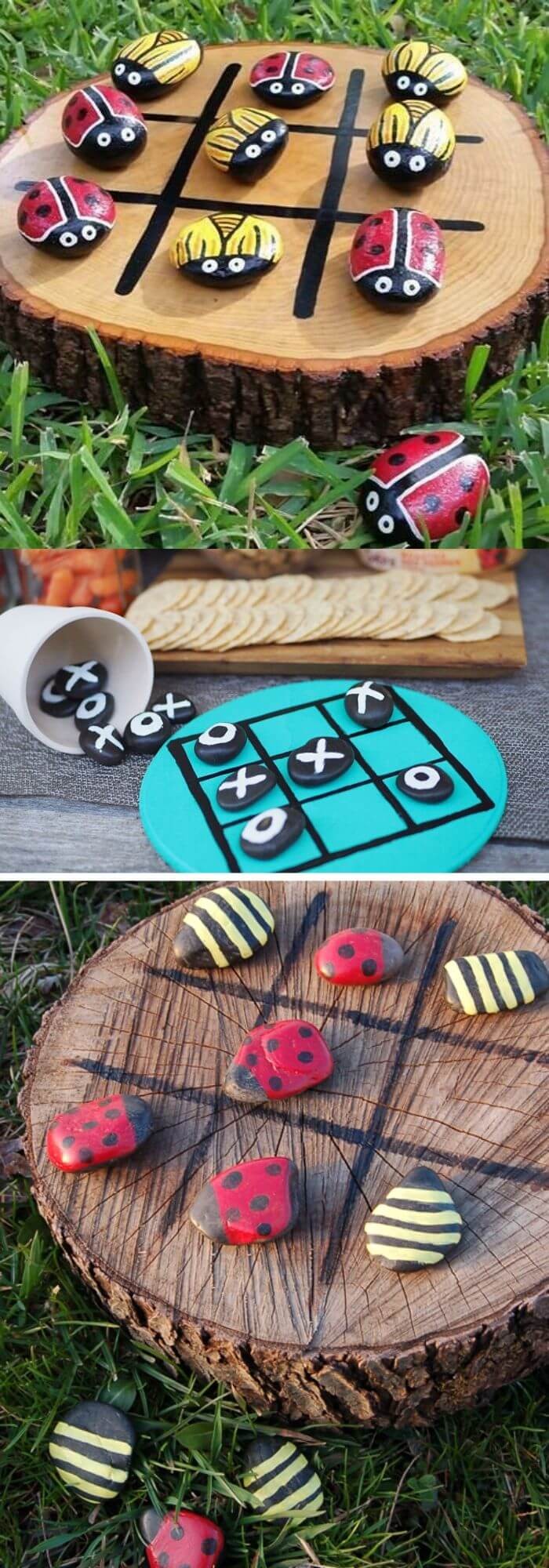 A Backyard with a Tic-Tac-Toe Board