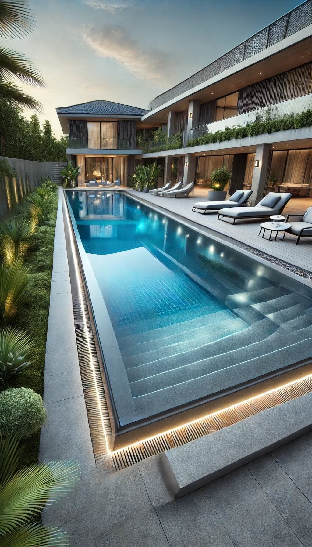 Semi Inground Pool with Infinity Edge