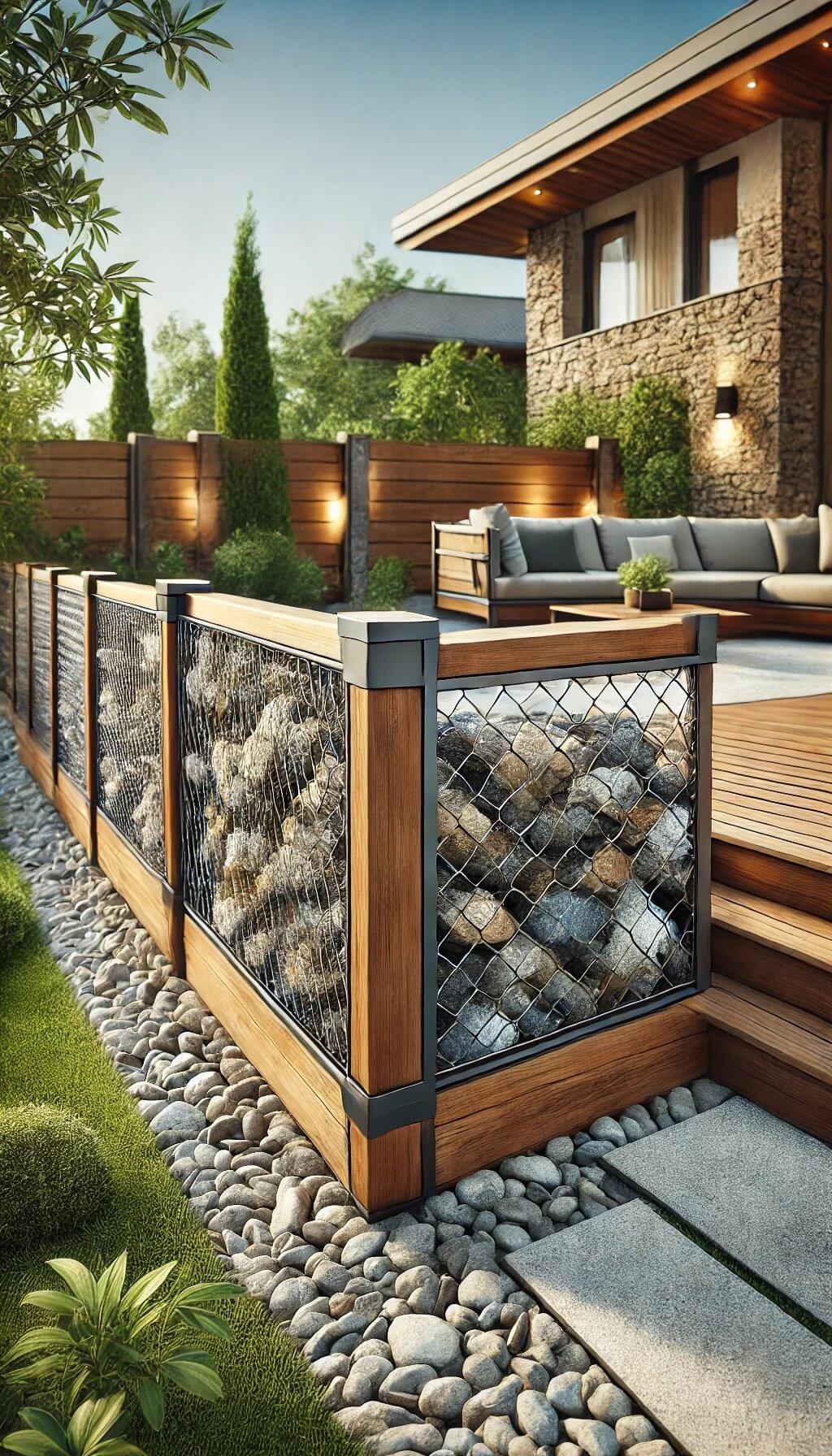 Gabion Fence with Top Rail