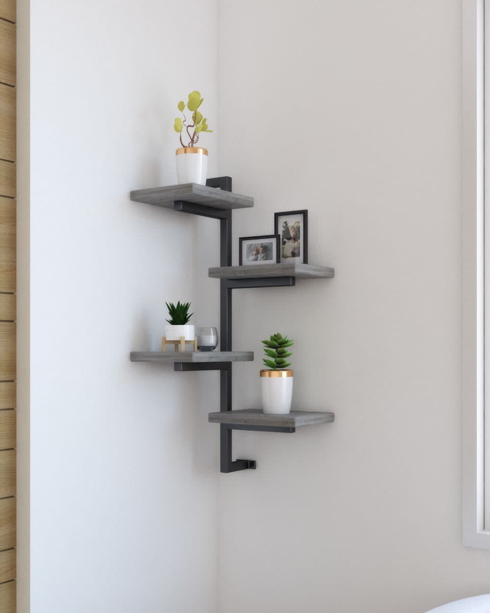 Hovering Corner Wall Shelf in a Minimalist Style