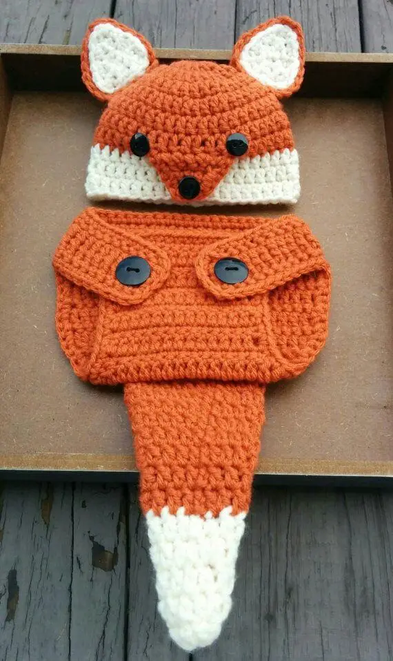 Fox Hat And Diaper Cover Crochet