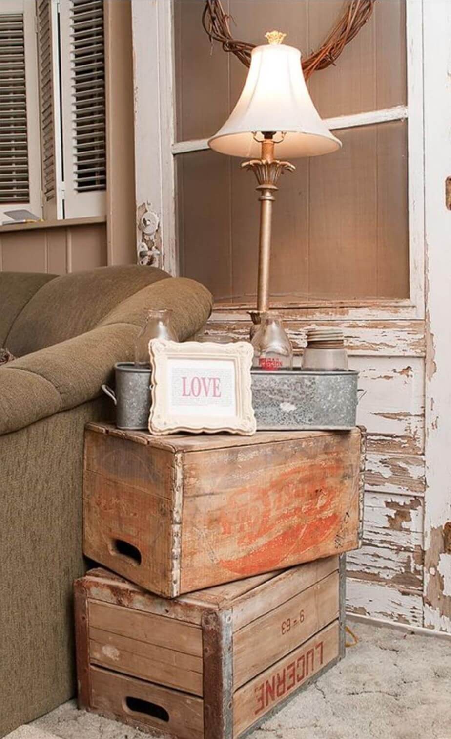 #9. Stacked Crate Nightstand