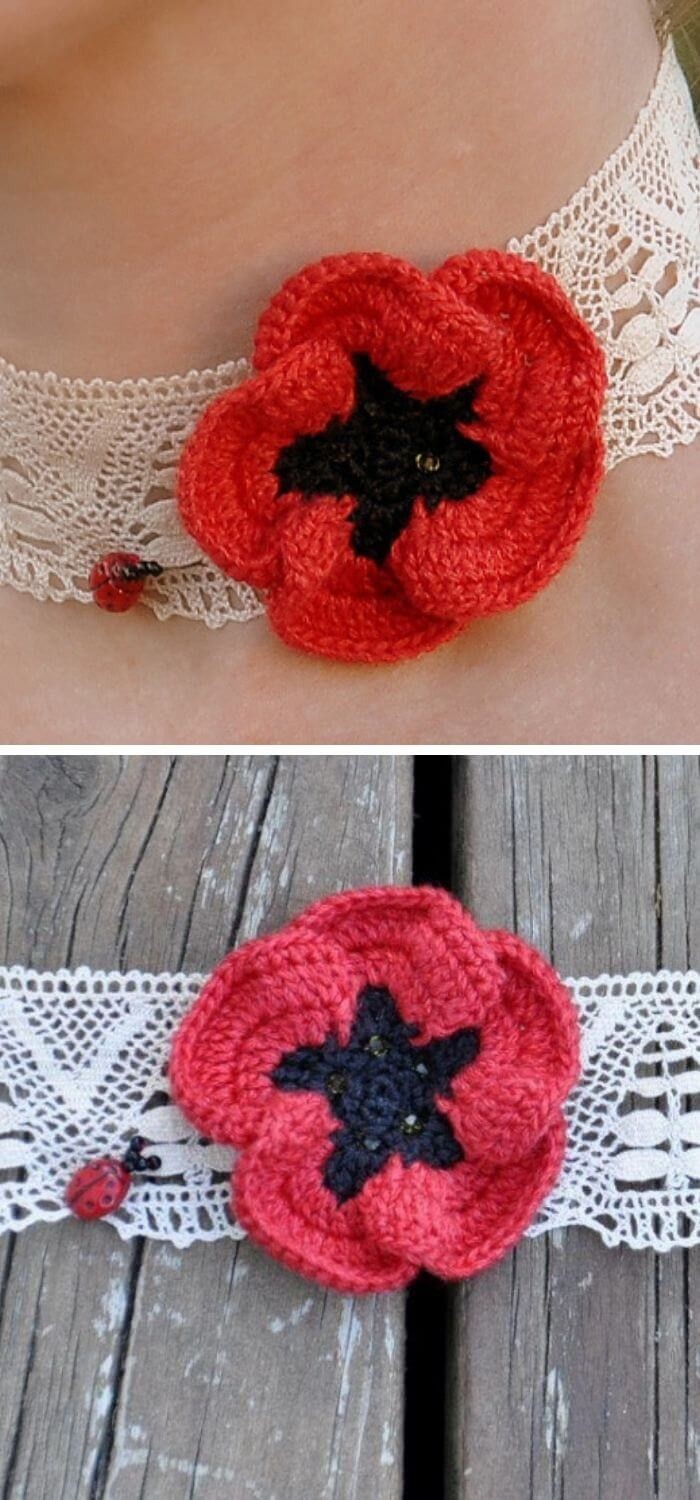 Anzac poppy choker