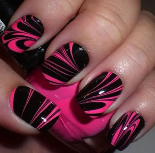 30 Beautiful Pink And Black Nail Designs