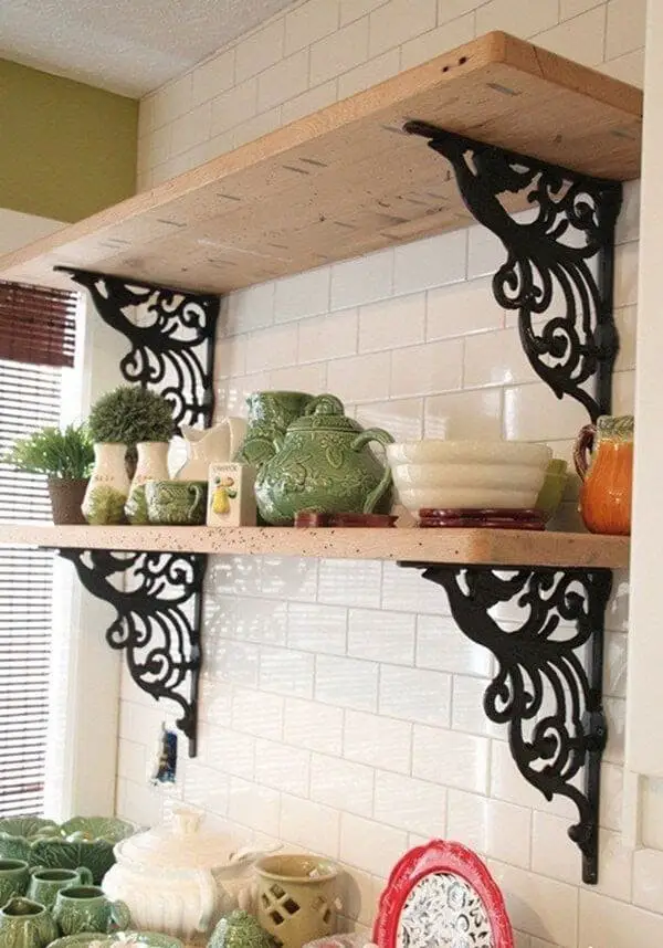 Decorative Wrought-Iron Mounted Shelves