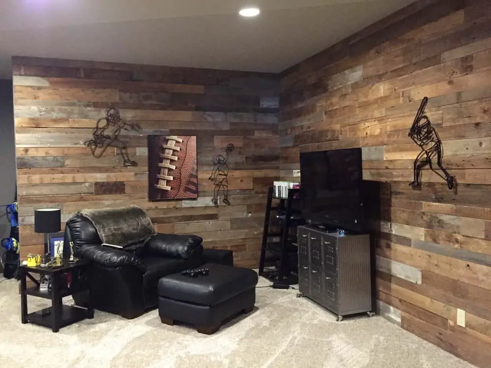 Rustic basement wall ideas.