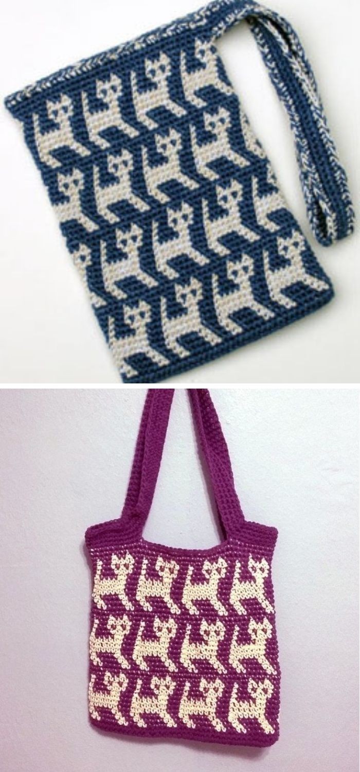 Tapestry crochet kitty bag