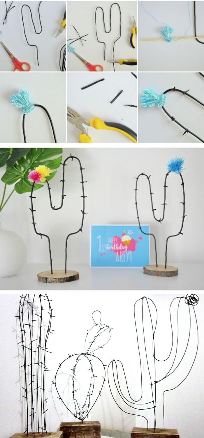 Wire cactus decoration