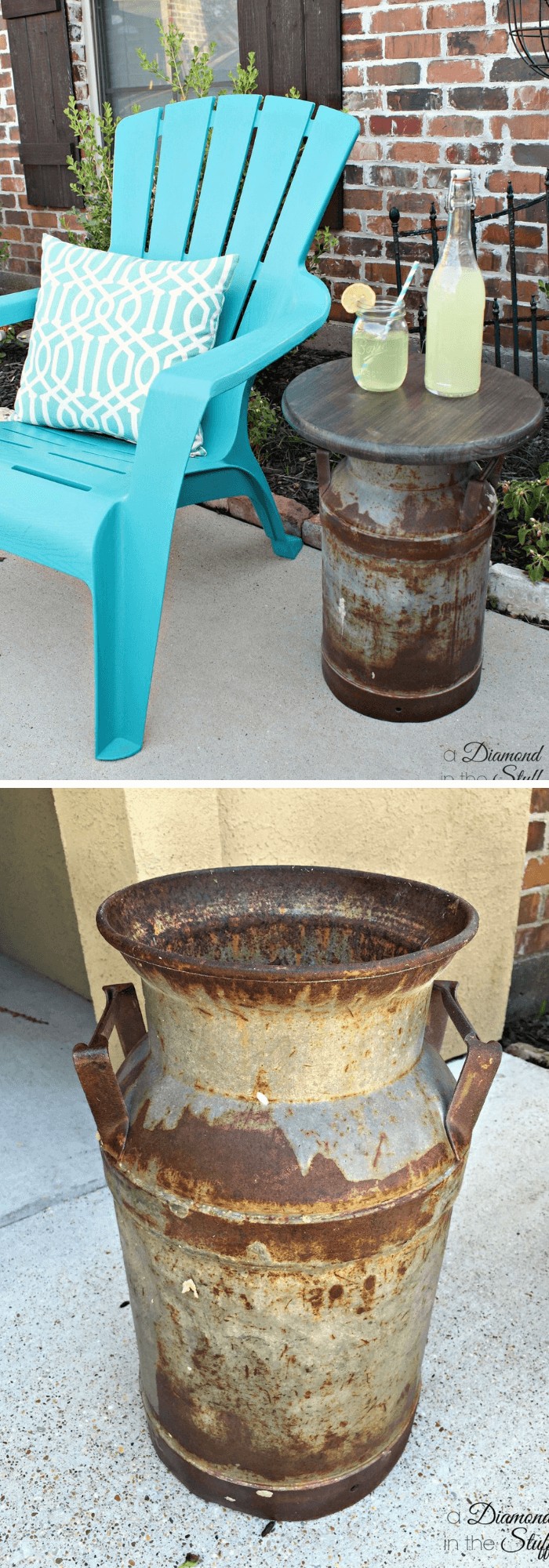 Milk can side table