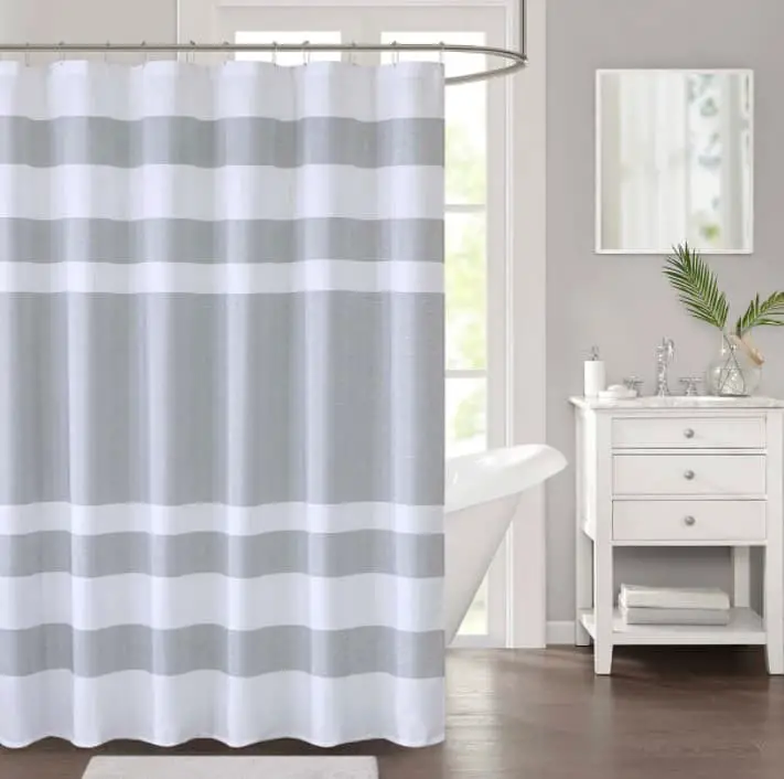 Shower Curtain with Gray Stripes