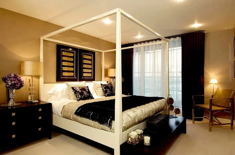 Black, golden and white bedroom