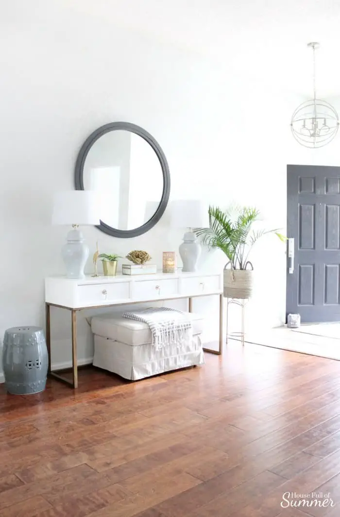 Sophisticated gray and white entry table