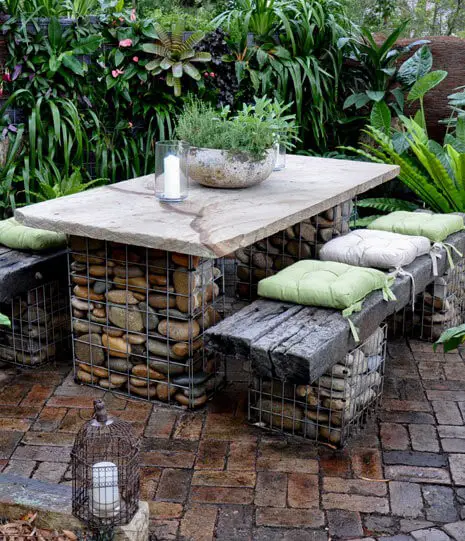 Rustic paver with stone table