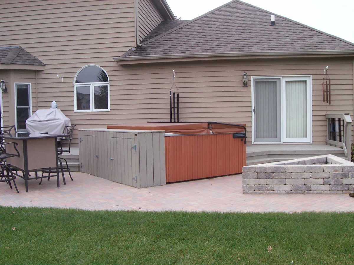 Multi-functional hot tub bed on a deck