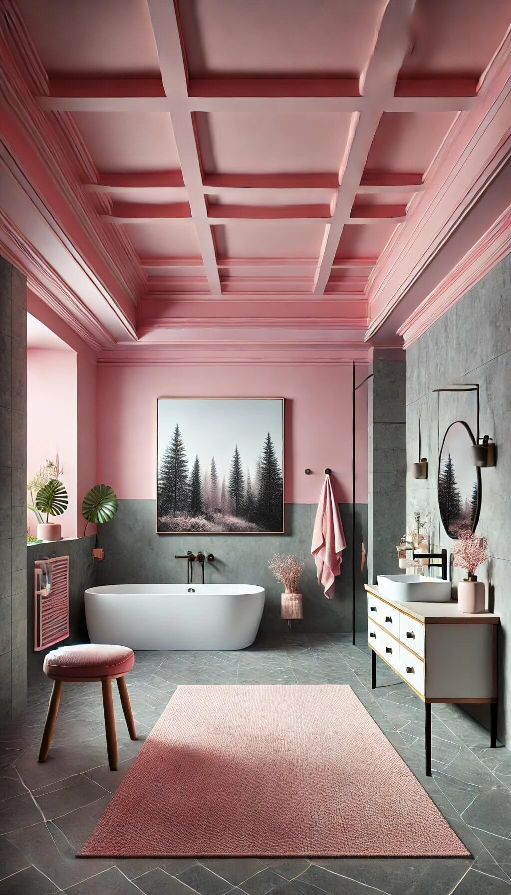 Pink Ceiling with Grey Walls