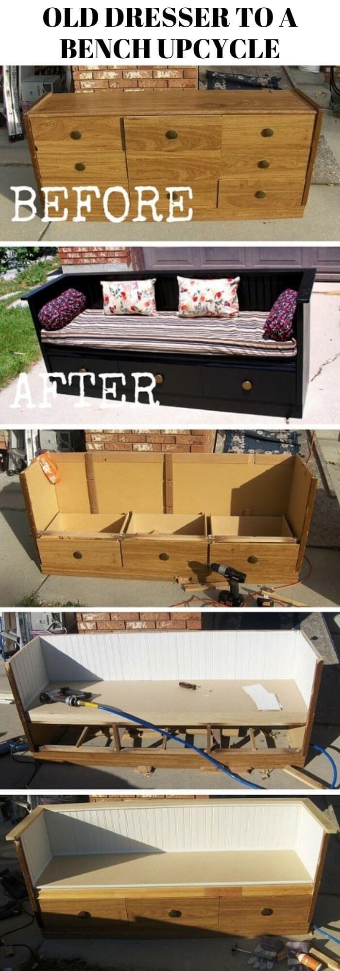 Old Dresser To a Bench Upcycle