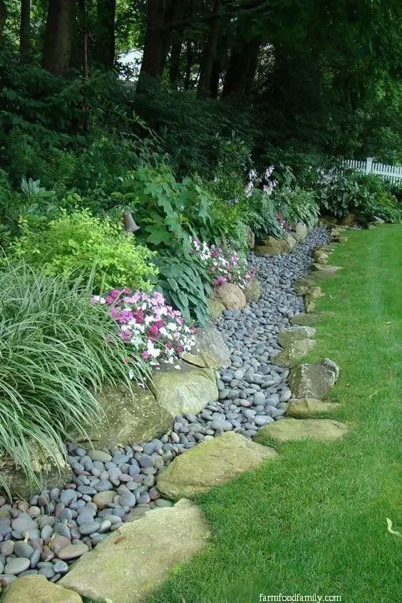 1-4. Rock ditch landscaping