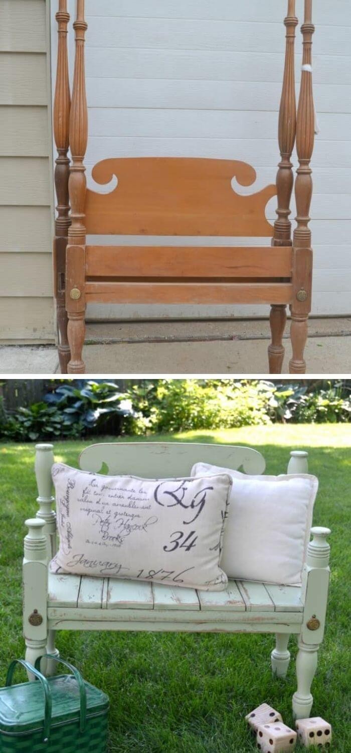 Repurposed bed bench