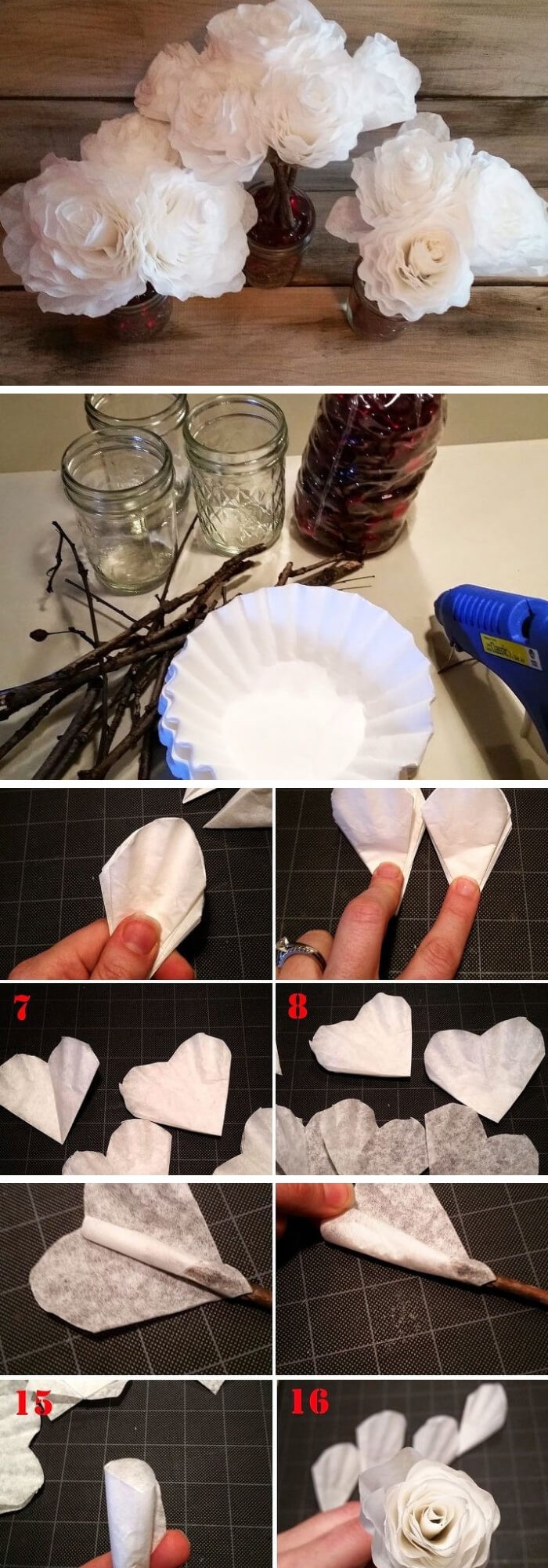 #5. Upcycled Coffee Filter Flowers