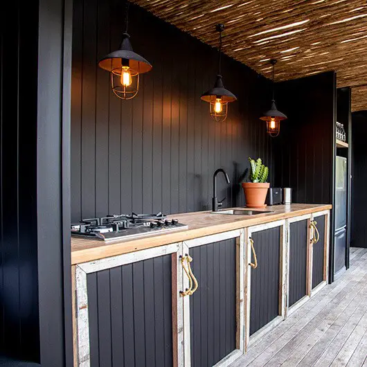 Black Chic Kitchen With Lighting