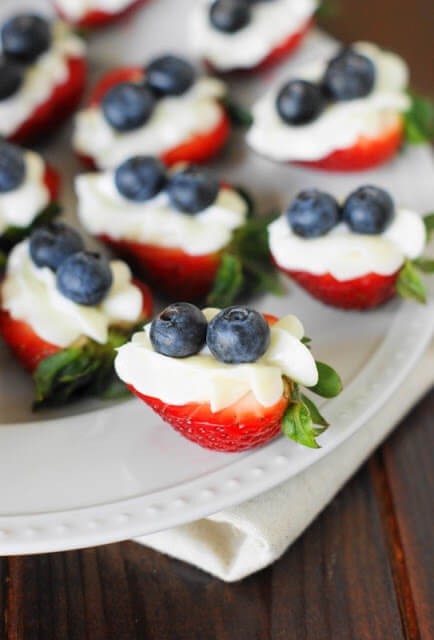 Red White & Blue Strawberry Cheesecake Bites