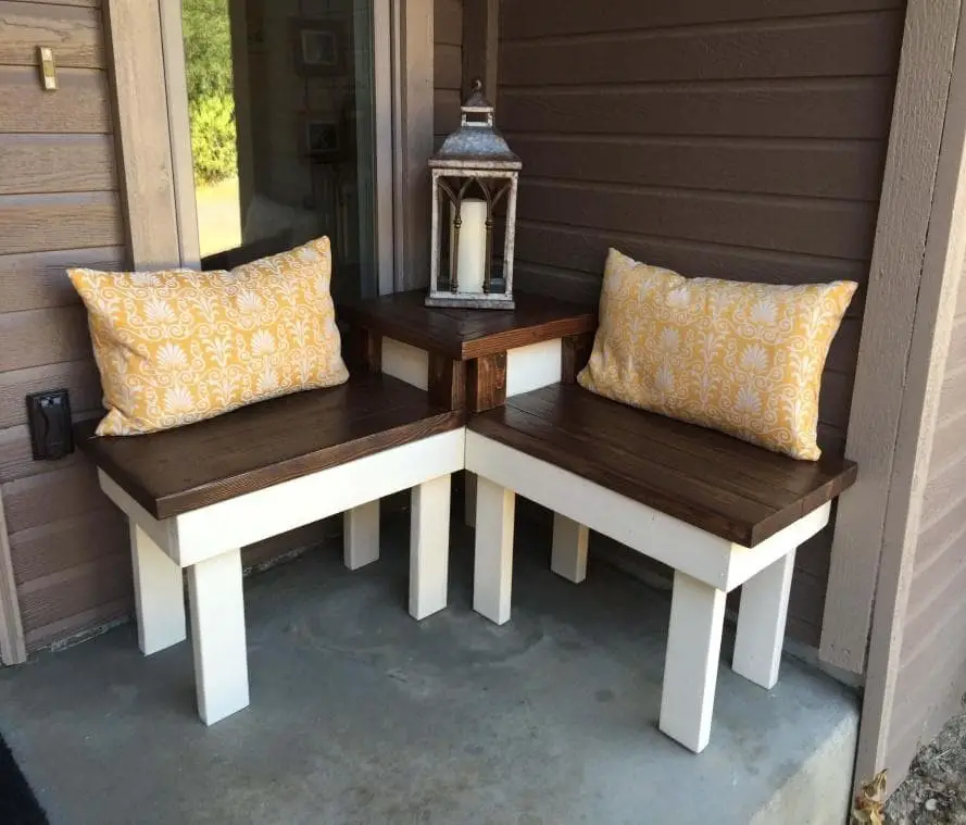 Corner bench for the garden