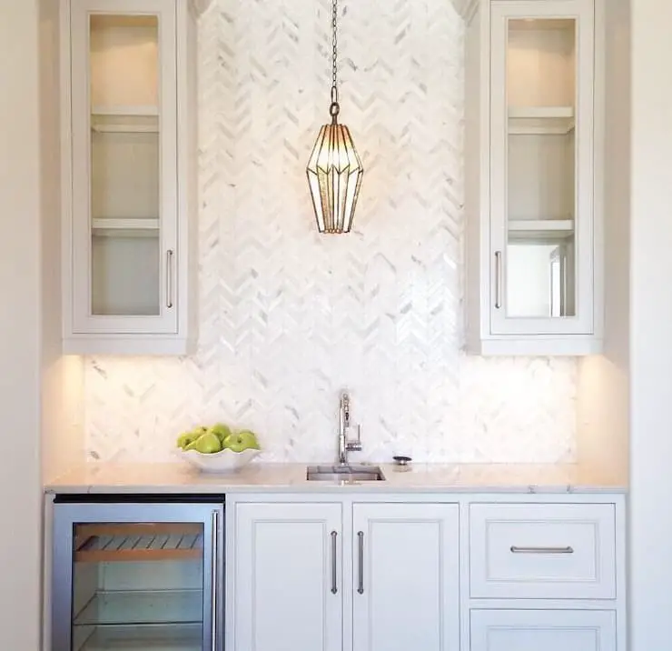 Herringbone peel and stick backsplash kitchen wall