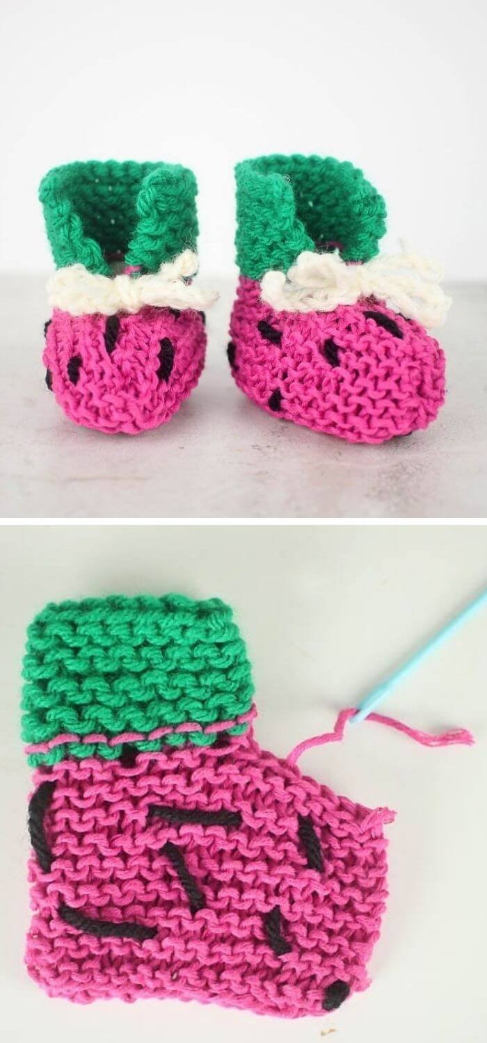 Easy watermelon baby bootie