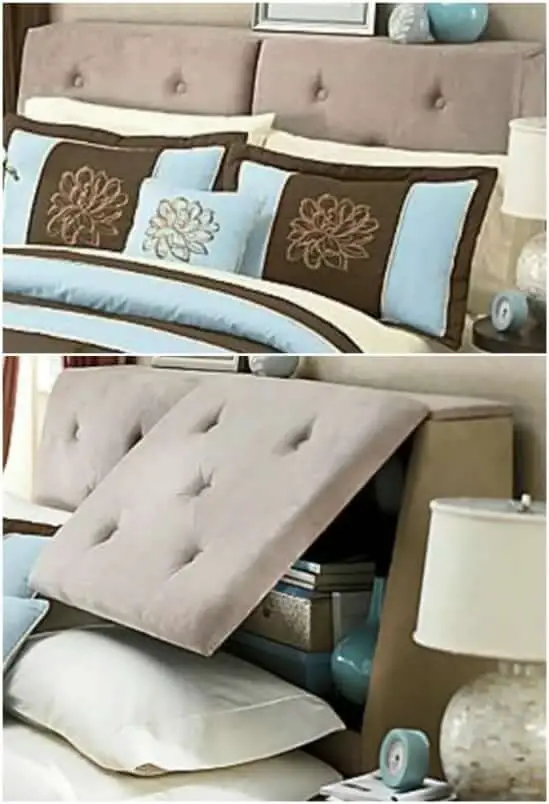 Hidden storage headboard