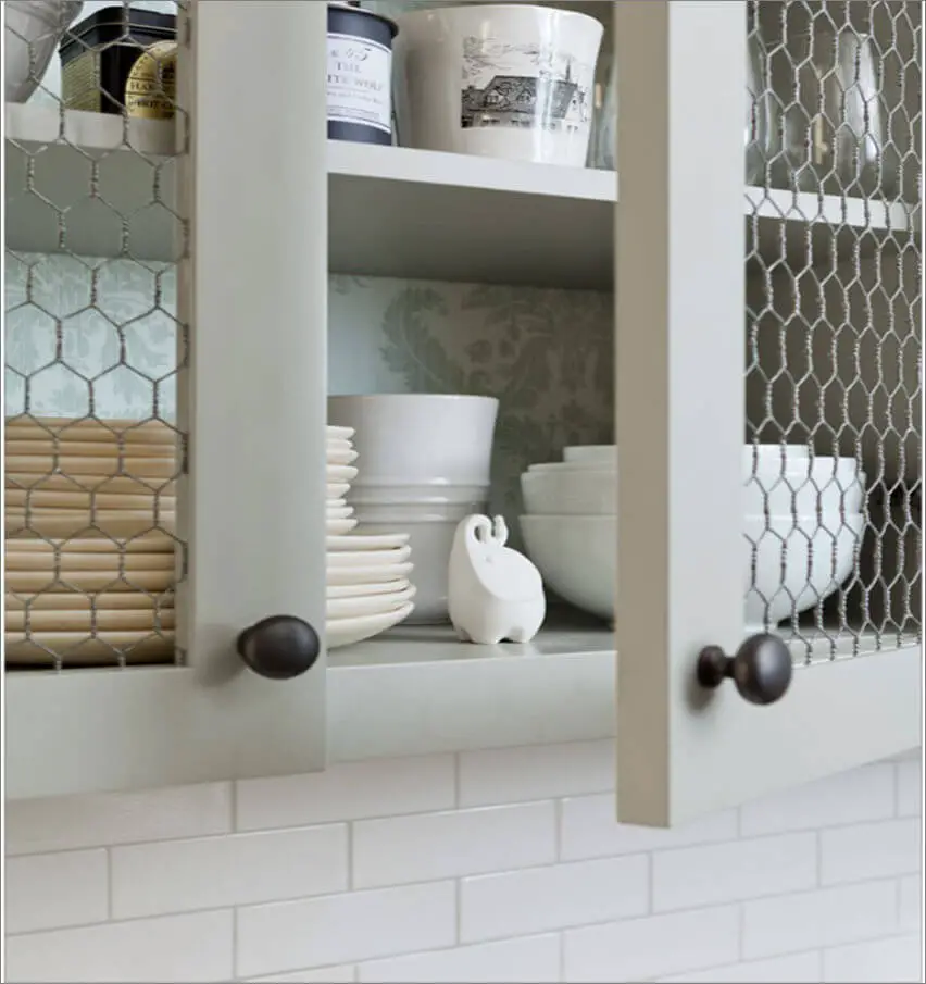 Chicken wire cupboard doors