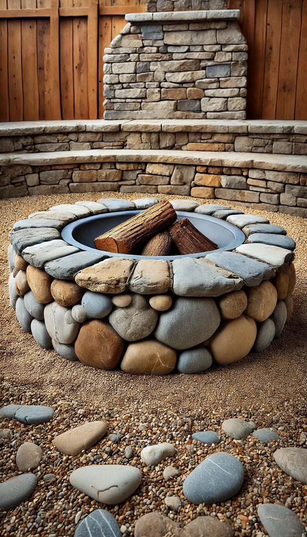 Rustic Stone-Edged Fire Pit