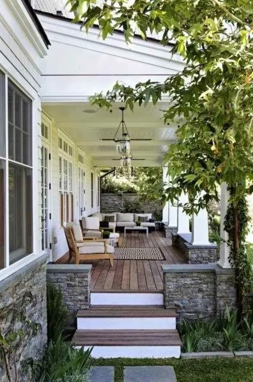 Outdoor living area with garden views