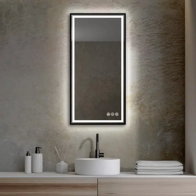 Mount the mirror high on the wall to add vertical space