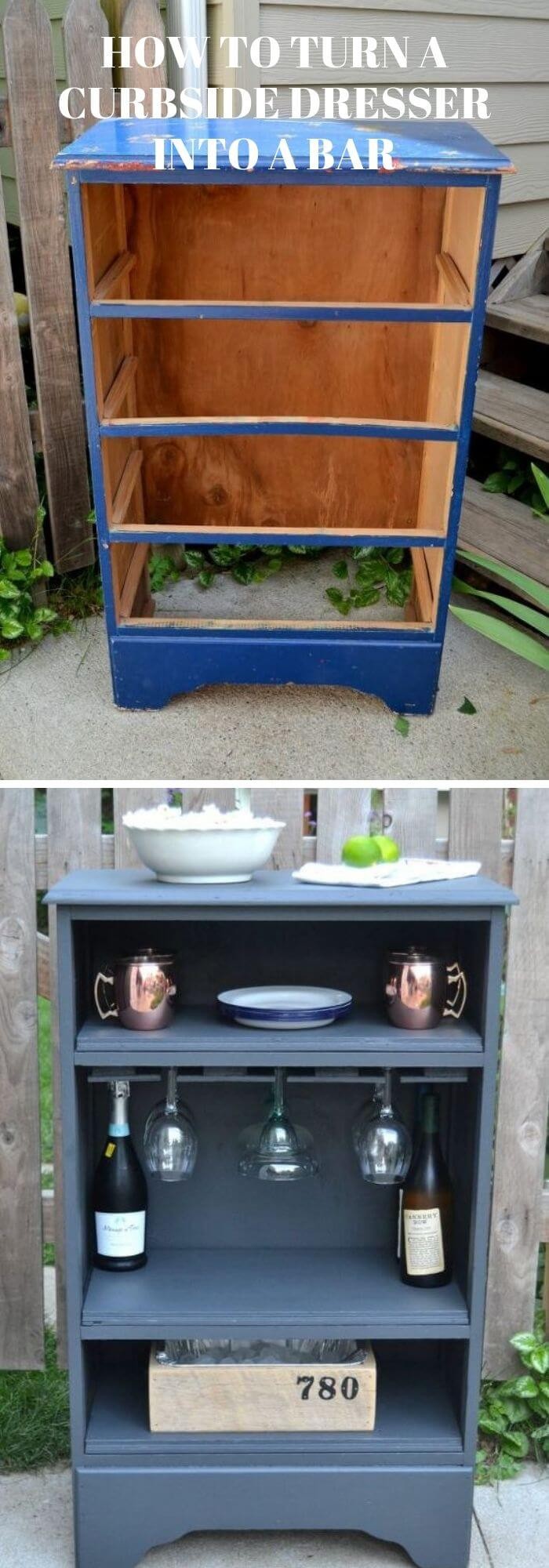 Convert A Curbside Dresser Into A Bar