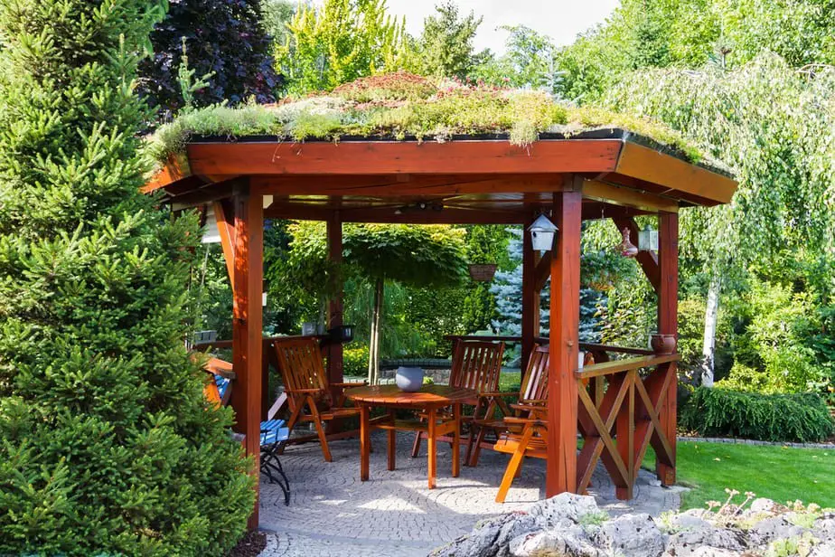 Hexagonal Gazebo with Grass Roof