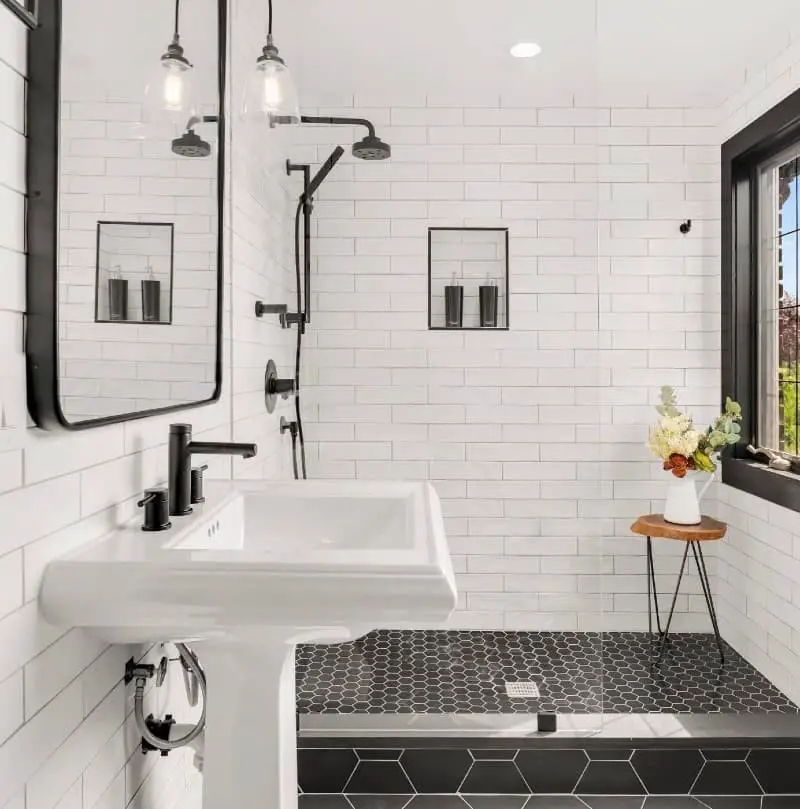 Subway tile bathroom backsplash ideas.