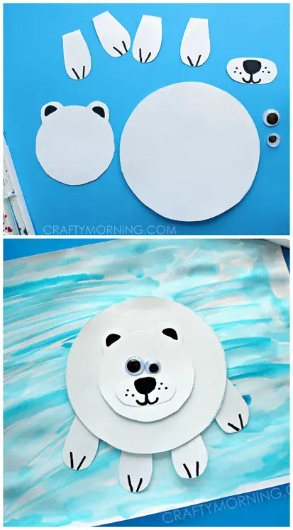 #3. Paper Polar Bear on Ice Craft for Kids