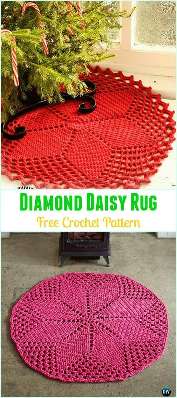 Crochet Diamond Daisy Rug