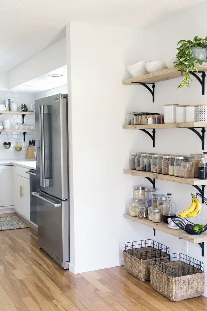 Shelving on a blank wall that saves space