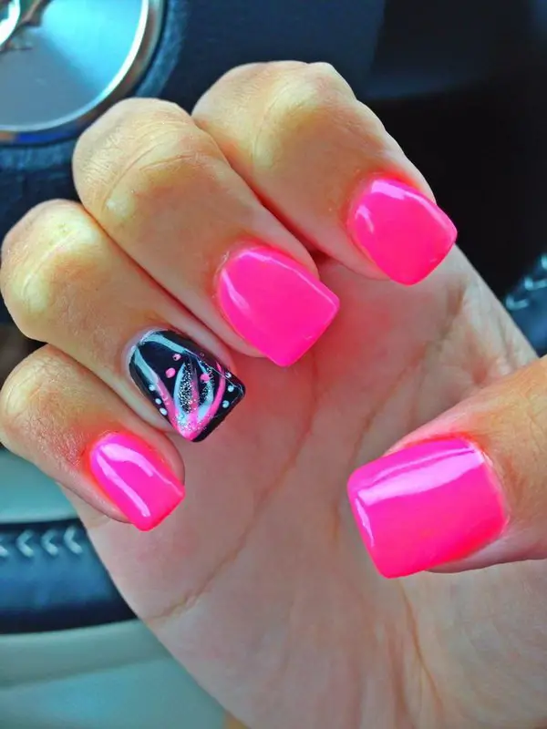 Pink and Black Acrylic Nail Designs