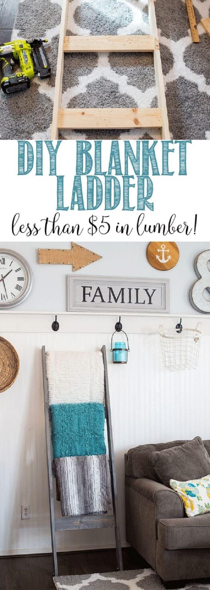 DIY Blanket Ladder Less Than $5 in Lumber