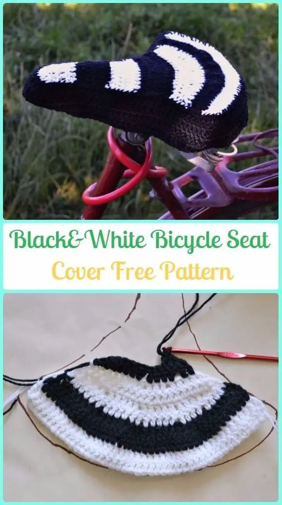 Crochet Black & White Seat Cover.